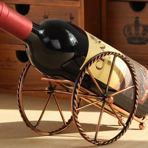 Bronze Iron Wheels Wine Holder